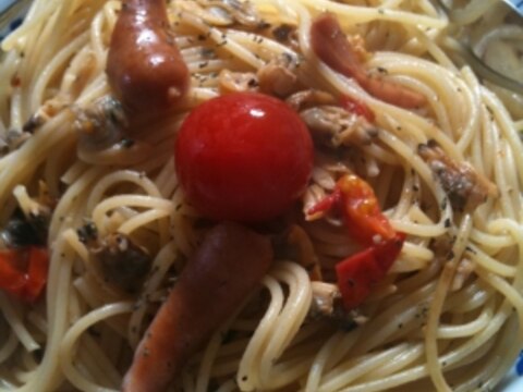 アサリとトマトのペペロンチーノスパゲッティ